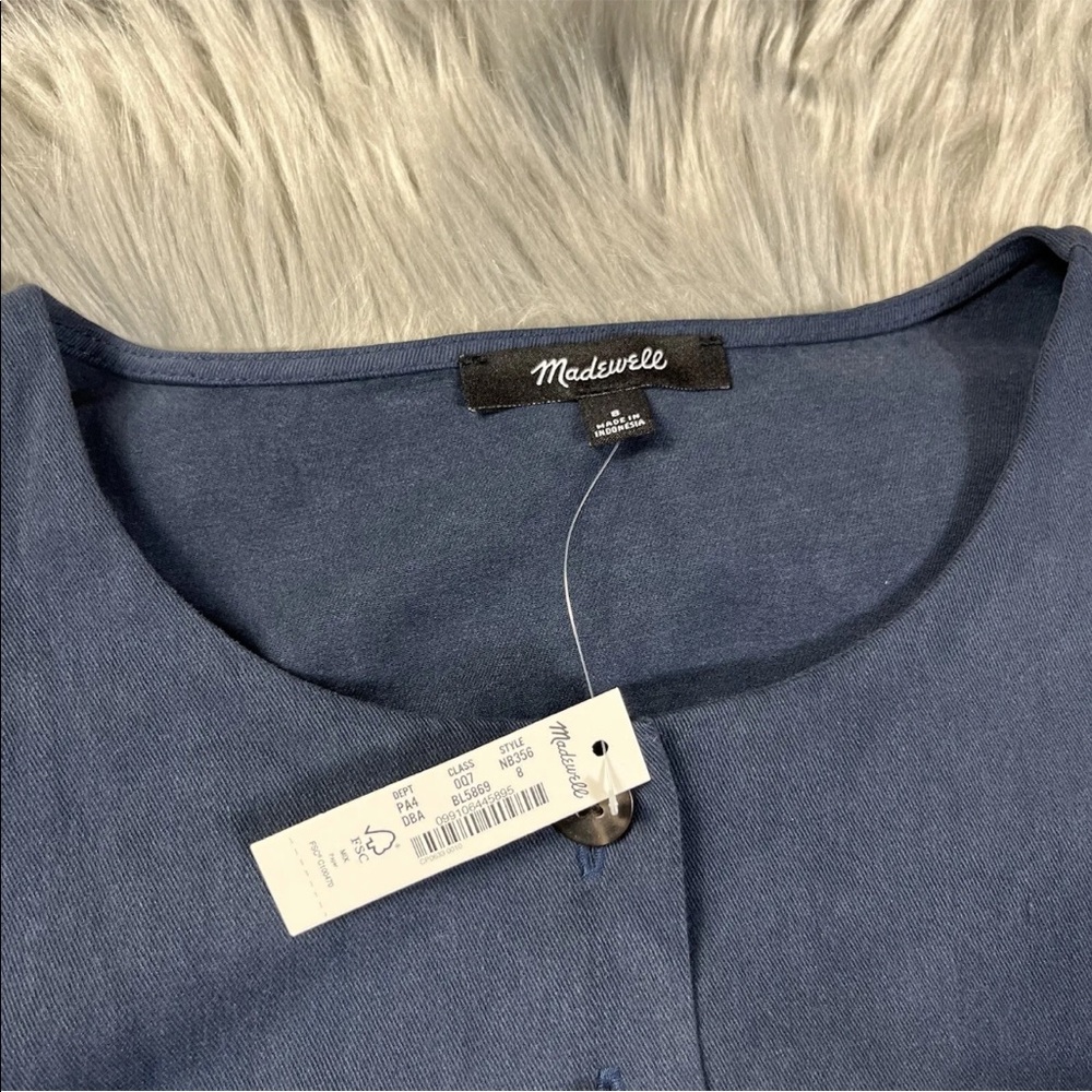 Madewell (Re)sponsible Long Sleeve Blue Button Front Mini Dress - Picture 5 of 13